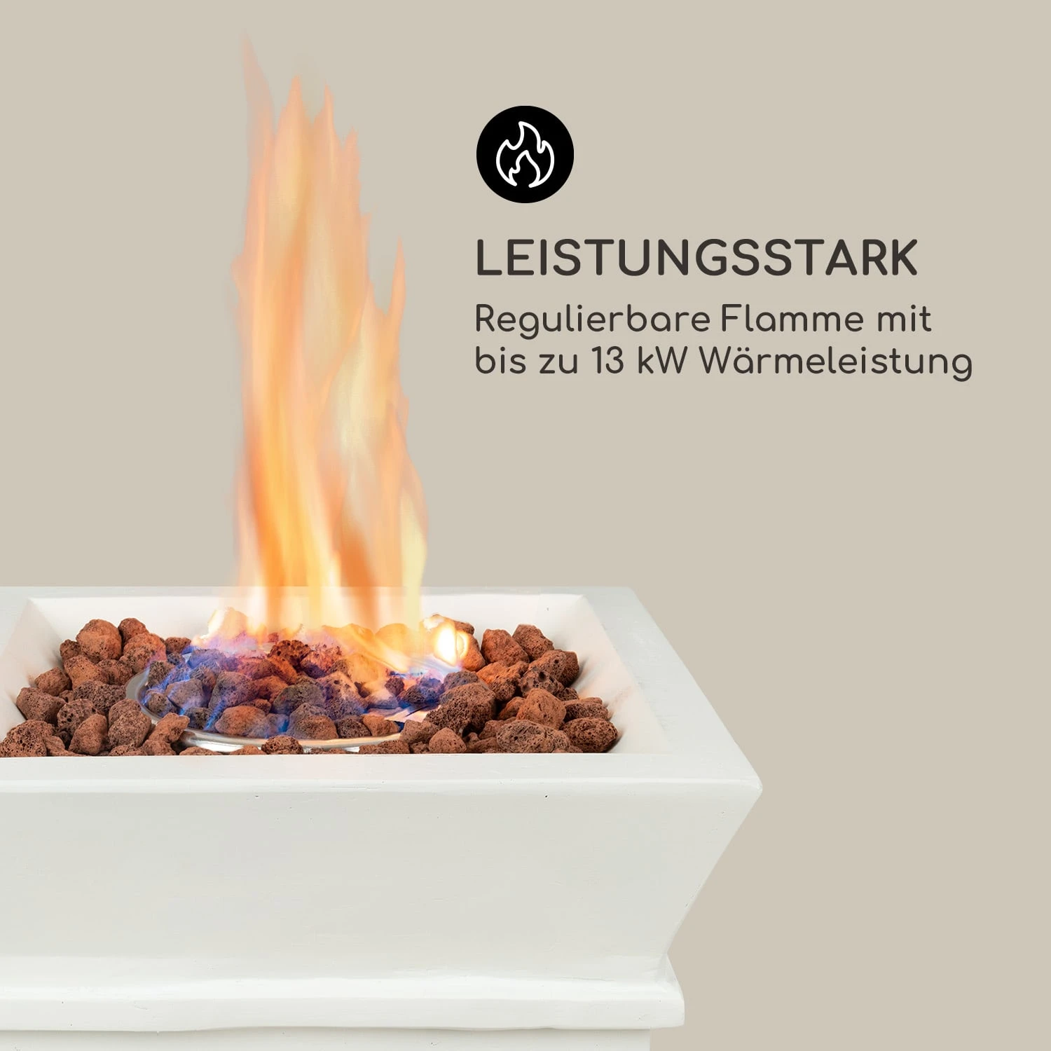 Prati Gas-Feuerstelle 13 KW Elektrisches Zündsystem Lavasteine Inkl. Regenschutz 3 Prati Gas-Feuerstelle 13 KW Elektrisches Zündsystem Lavasteine Inkl. Regenschutz – Bild 3