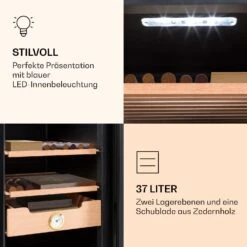 Klarstein El Presidente 37 Zigarren-Humidor 37L 2 Einschübe 1 Fach Zedernholz -Einrichtungsgeschäft 10036101 de 0006 logo