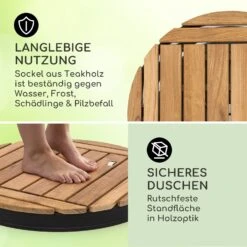 Sumatra Teak Round Gartendusche Aluminium Teakholz Tragegriff -Einrichtungsgeschäft 10036351 de 0003 usp
