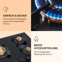 Goldflame 3 Gaskochfeld 3-flammig Messing-Brenner Glaskeramik -Einrichtungsgeschäft 10037805 de 0005 logo
