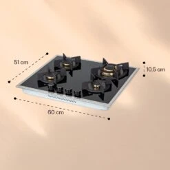 Goldflame Domino 4 Prime Gaskochfeld 4-flammig Messing-Brenner Glaskeramik -Einrichtungsgeschäft 10037807 yy 0007 logo