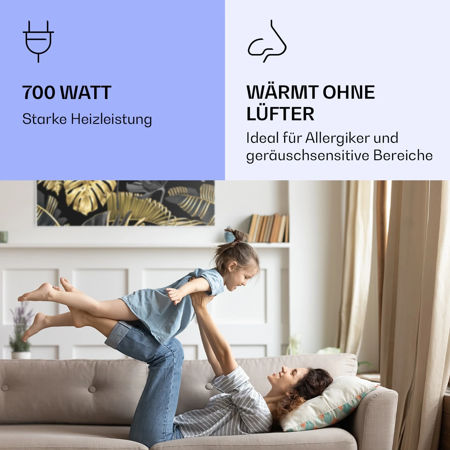 Wonderwall Air Art Smart Infrarotheizung Schwarzes Blatt 120x60cm 700W 5 Wonderwall Air Art Smart Infrarotheizung Schwarzes Blatt 120x60cm 700W – Bild 5