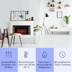 Villarrica Elektrokamin 1900 W LED-Technik Wandeinbau Fernbedienung -Einrichtungsgeschäft 10038007 de 0003 usp