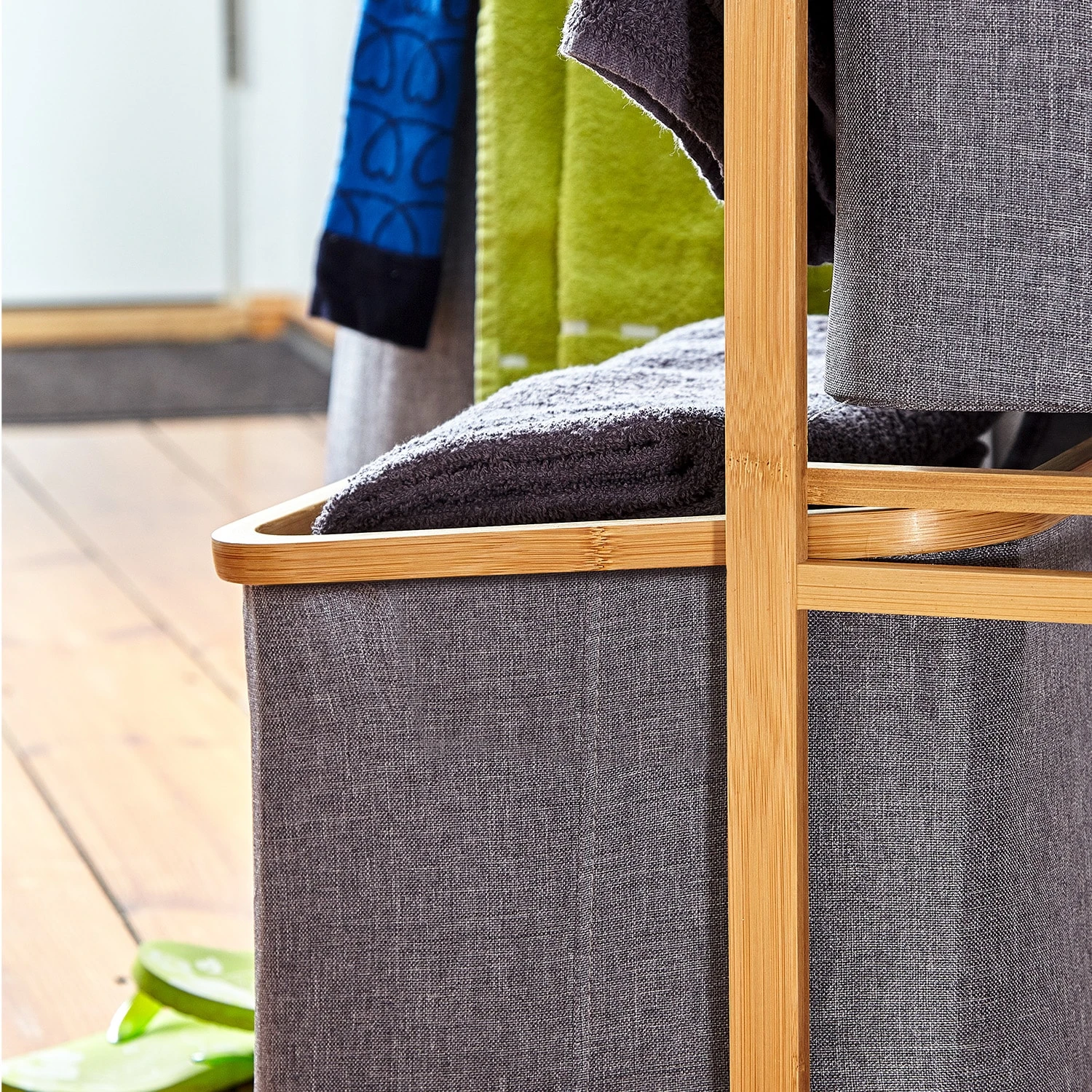 Wäscheregal 3 Schubladen 3 Etagen Bambus Baumwolle 7 Wäscheregal 3 Schubladen 3 Etagen Bambus Baumwolle – Bild 7