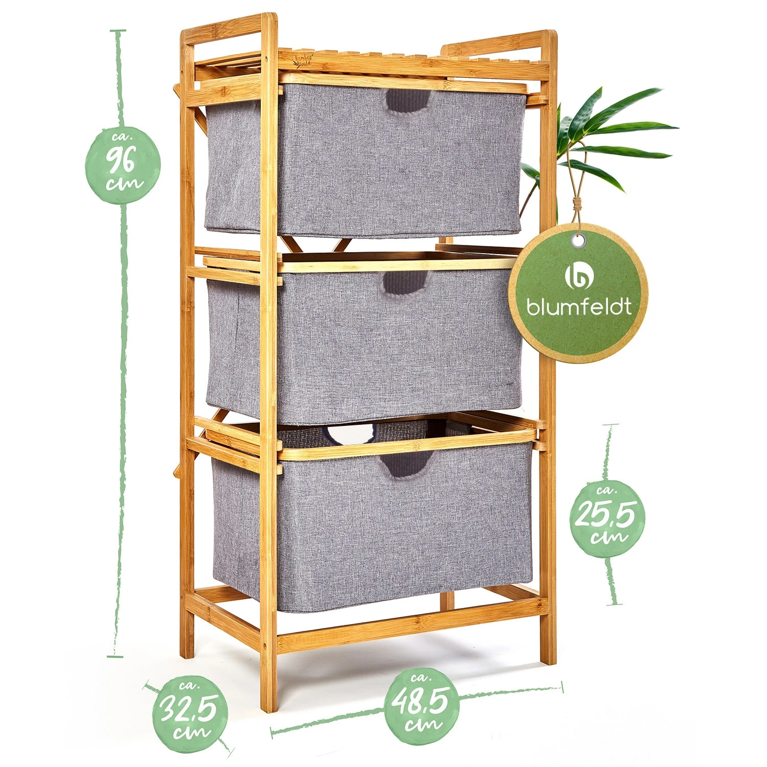 Wäscheregal 3 Schubladen 3 Etagen Bambus Baumwolle 8 Wäscheregal 3 Schubladen 3 Etagen Bambus Baumwolle – Bild 8
