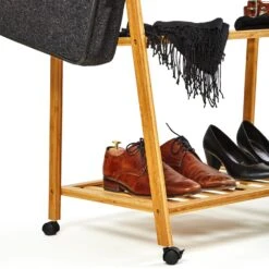 Garderobe Kleiderständer 4 Rollen 2 Ablagen 60x162x42,5 Cm 100% Bambus -Einrichtungsgeschäft 10038014 yy 0005 logo