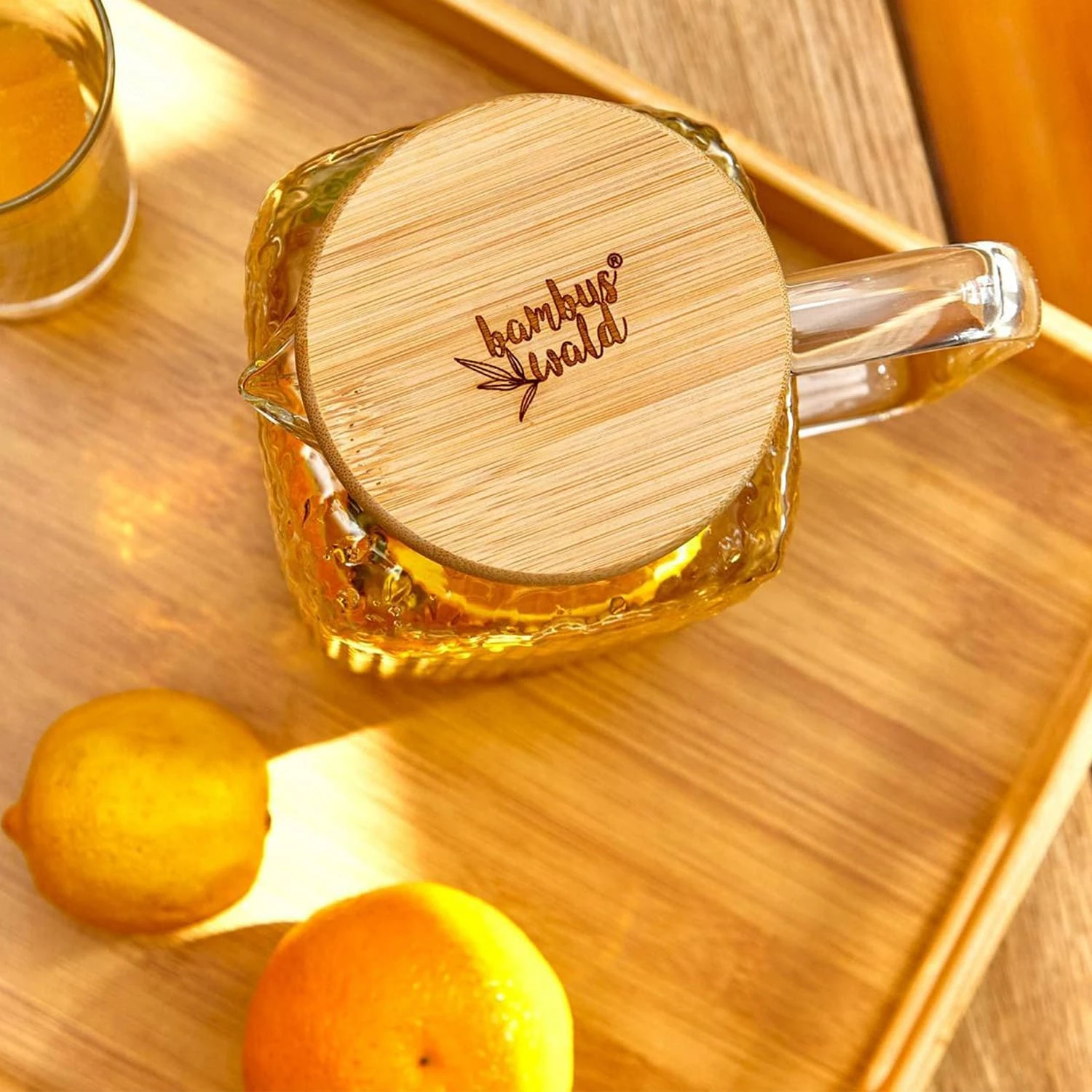 Karaffe Borosilikatglas Bambusdeckel Filteraufsatz Silikonring 6 Karaffe Borosilikatglas Bambusdeckel Filteraufsatz Silikonring – Bild 6