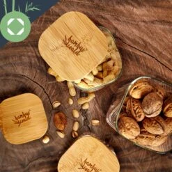 Eckiges Glas Mit Bambusdeckel Luftdicht Mit Silikonring 10x10x10 Cm 3x 700 Ml -Einrichtungsgeschäft 10038258 yy 0005 logo