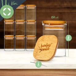 Eckige Gläser Bambusdeckel 10 Stück Je 150 Ml Luftdicht -Einrichtungsgeschäft 10038300 yy 0008 logo