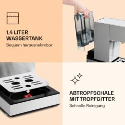 Pausa Espressomaker 1350 Watt 20 Bar Druck Wassertank: 1,4 Liter Edelstahl -Einrichtungsgeschäft 10038393 de 0007 logo