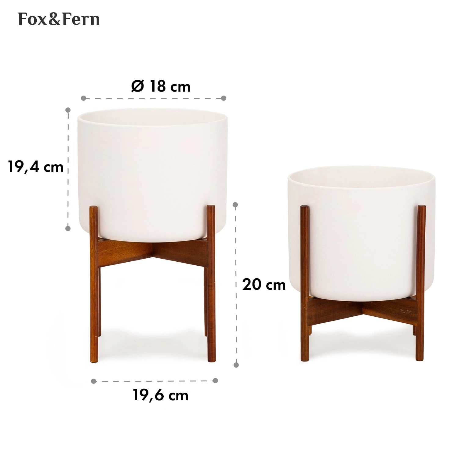 Thorn Blumentopf Mit Ständer 50er Jahre Stil 2er-Set Akazie 19,6x20x19,6 Cm 6 Thorn Blumentopf Mit Ständer 50er Jahre Stil 2er-Set Akazie 19,6x20x19,6 Cm – Bild 6