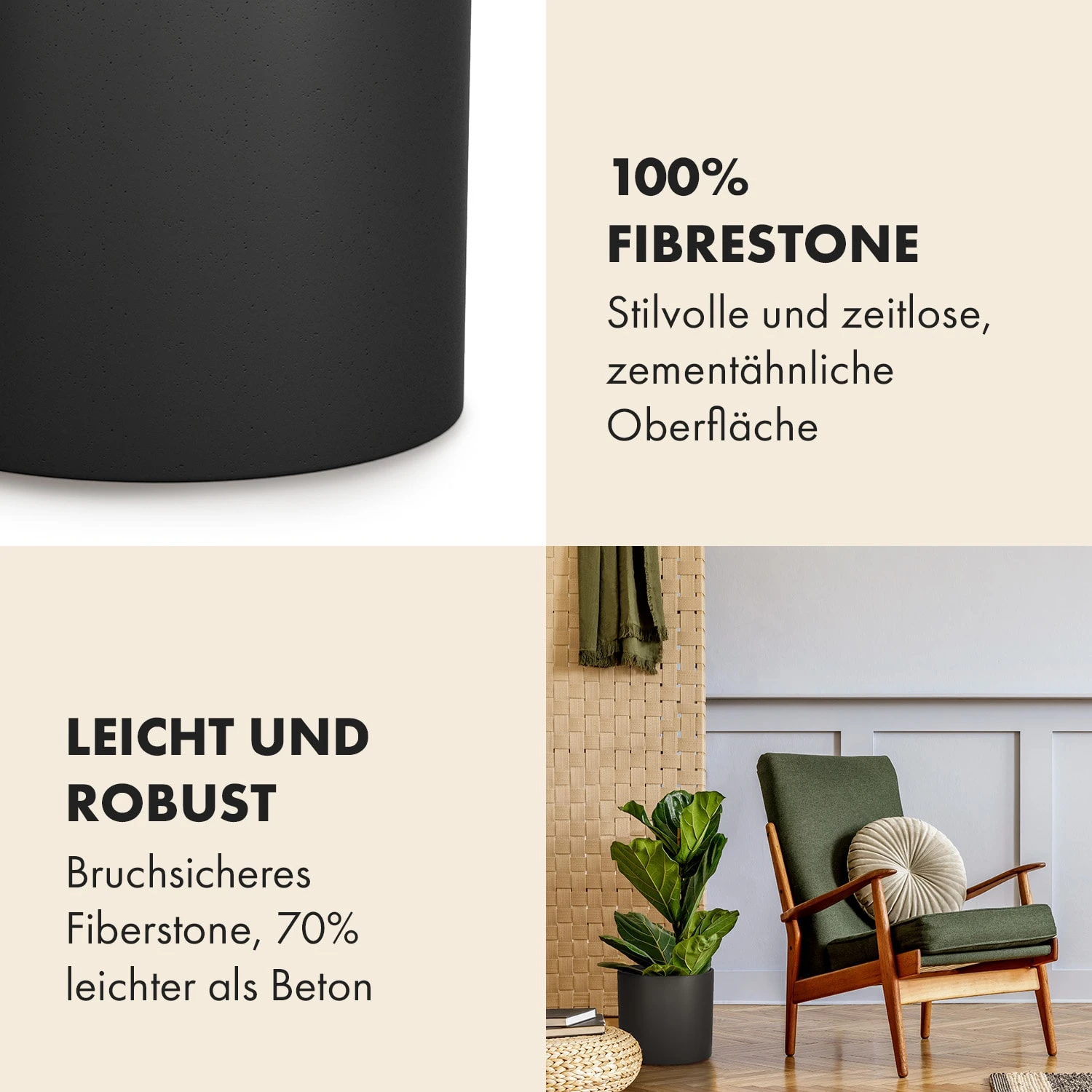 Gendt Pflanztopf Übertopf Faserstein In/Outdoor 3 Gendt Pflanztopf Übertopf Faserstein In/Outdoor – Bild 3