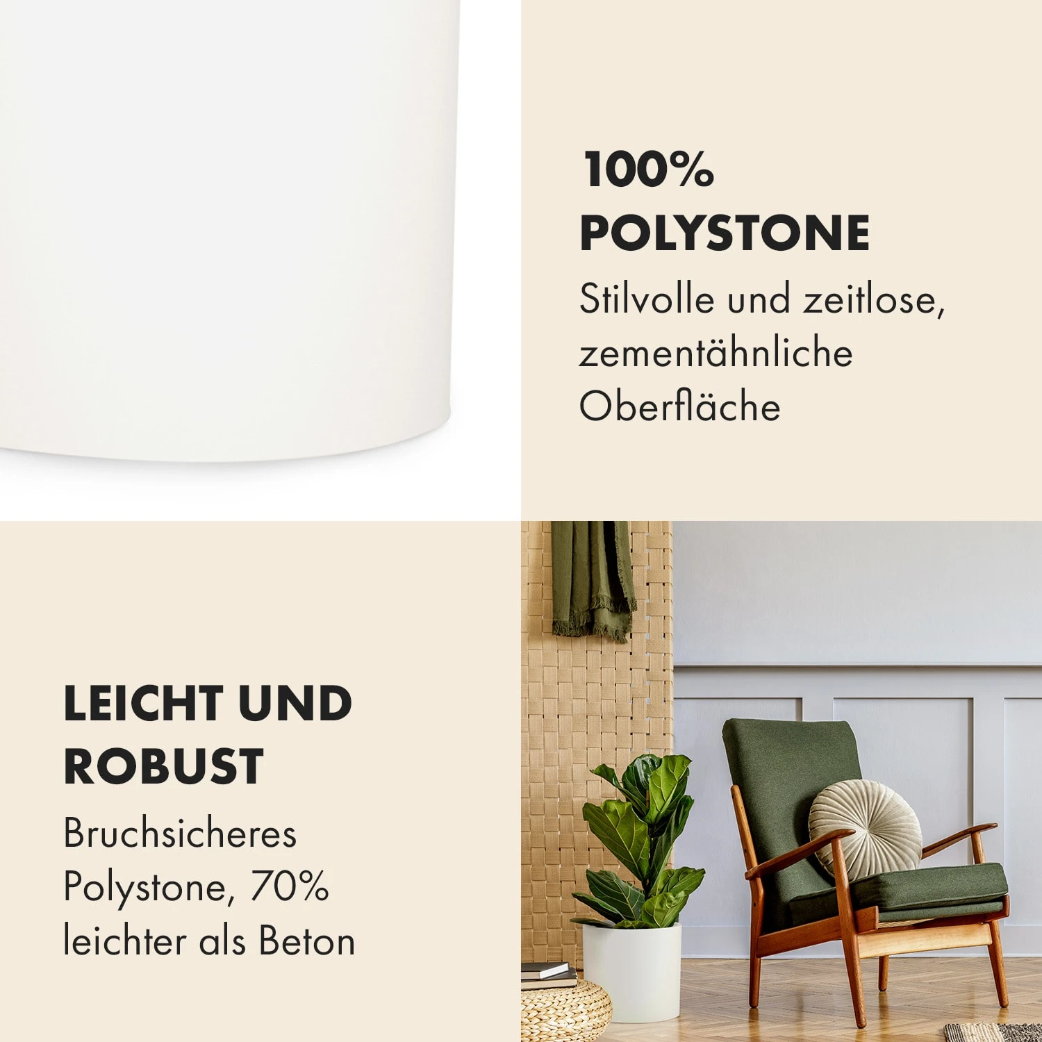 Venlo Blumentopf Polystone In- Und Outdoor 3 Größen 3 Venlo Blumentopf Polystone In- Und Outdoor 3 Größen – Bild 3