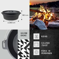 Galloway Dutch Oven 9.0 BBQ-Topf Gusseisen Größe L / 9 Qt -Einrichtungsgeschäft 10038582 de 0004 usp