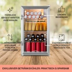 Beersafe XXL Crystal White Kühlschrank 80 Ltr Panoramaglas Edelstahl -Einrichtungsgeschäft 10039424 DE 0005 usp