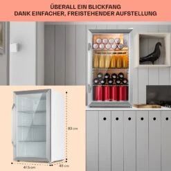 Beersafe XXL Crystal White Kühlschrank 80 Ltr Panoramaglas Edelstahl -Einrichtungsgeschäft 10039424 DE 0006 usp