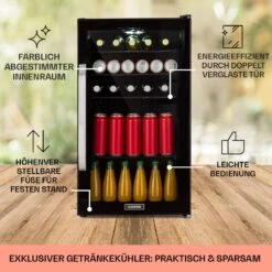 Beersafe 3XL Onyx Kühlschrank 98 Liter 4 Böden Panoramaglastür -Einrichtungsgeschäft 10039655 DE 0005 usp