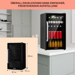Beersafe 3XL Onyx Kühlschrank 98 Liter 4 Böden Panoramaglastür -Einrichtungsgeschäft 10039655 DE 0006 usp