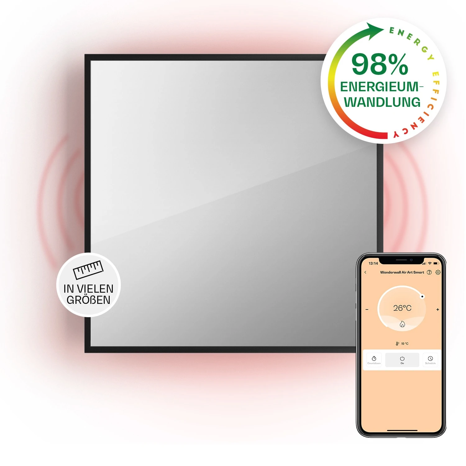 La Palma 500 Smart 2-in-1 Heizgerät Infrarot Konvektor 60x60cm 500W Spiegelfront 1 La Palma 500 Smart 2-in-1 Heizgerät Infrarot Konvektor 60x60cm 500W Spiegelfront