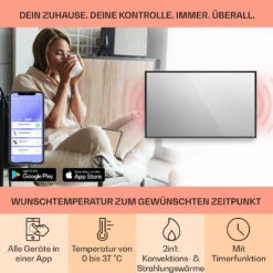 La Palma 1000 Smart 2-in-1 Heizgerät Infrarot Konvektor 120x60cm 1000W Spiegel -Einrichtungsgeschäft 10039835 de 0003 usp