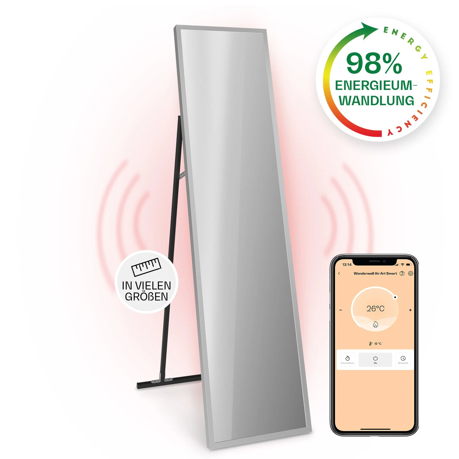 La Palma 900 Smart Infrarotstrahler Konvektor 40x160cm 900W Spiegel Standfuß 1 La Palma 900 Smart Infrarotstrahler Konvektor 40x160cm 900W Spiegel Standfuß