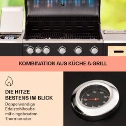 Jersey Outdoor Kitchen Gasgrill 20,7 KW 5+1 Brenner Mobil Regenschutz -Einrichtungsgeschäft 10039855 de 0003 usp