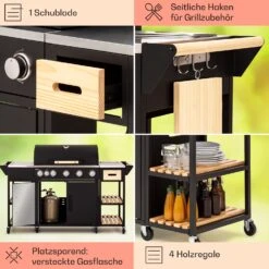 Jersey Outdoor Kitchen Gasgrill 20,7 KW 5+1 Brenner Mobil Regenschutz -Einrichtungsgeschäft 10039855 de 0005 usp