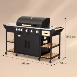 Jersey Outdoor Kitchen Gasgrill 20,7 KW 5+1 Brenner Mobil Regenschutz -Einrichtungsgeschäft 10039855 yy 0008 dimensions