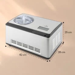 Dolce Bacio Smart Eiscremebereiter Yogurtmaker Kompressor 2 Liter WiFi Touch Edelstahl -Einrichtungsgeschäft 10040048 yy 0008 dimensions