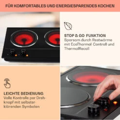 Ramsey Doppel-Kochfeld 2400W 11 Leistungsstufen Glaskeramik -Einrichtungsgeschäft 10040071 de 0004 usp