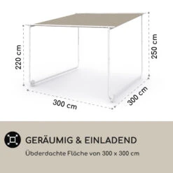 Nantes Pavillon Gazebo Sonnendach 3x3m Polyester Stahlrahmen UV50+ Bodenrollen -Einrichtungsgeschäft 10040106 de 0004 logo