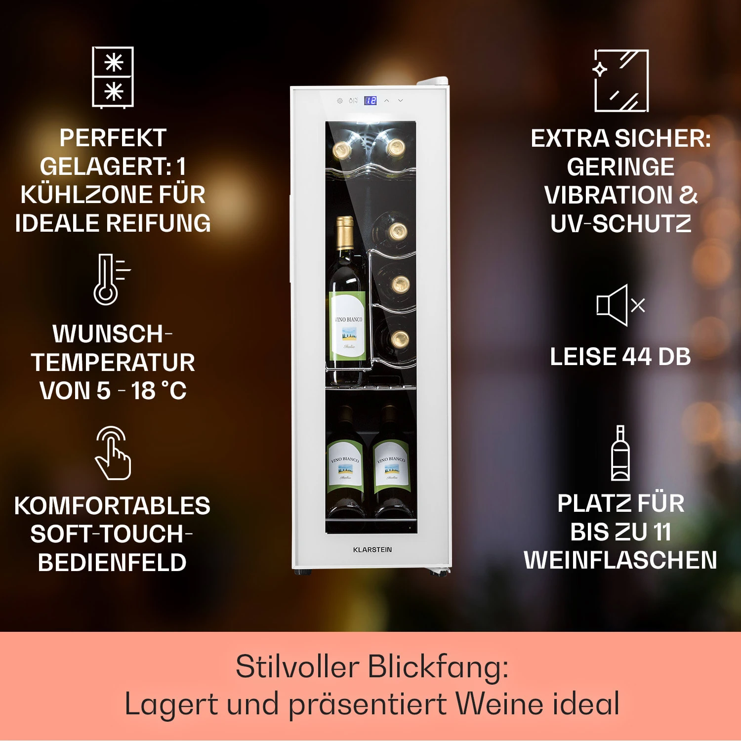 Shiraz 12 Slim Uno Weinkühlschrank 32l/12Fl.Touch 85 W 5-18 °C LED 2 Shiraz 12 Slim Uno Weinkühlschrank 32l/12Fl.Touch 85 W 5-18 °C LED – Bild 2