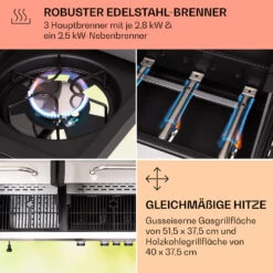 Kingsville 3.1 Kombigrill Gas + Kohle 10,9 KW 3+1 Brenner -Einrichtungsgeschäft 10040270 de 0005 usp