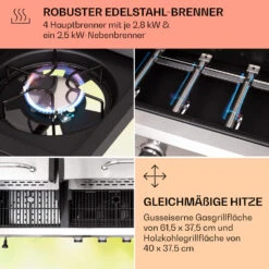 Kingsville 4.1 Kombigrill Gas + Kohle 13,7 KW 4+1 Brenner -Einrichtungsgeschäft 10040271 de 0005 usp