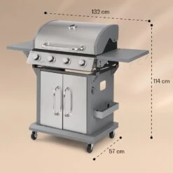 Lucifer 4 Gasgrill 4 X 3,6 KW Brenner 69x45cm Grill Edelstahl Mobil -Einrichtungsgeschäft 10040281 yy 0008 dimensions