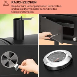 Aberdeen Kombi-Grill Gas Kohle Smoker Thermometer 2 Seitentische Mobil -Einrichtungsgeschäft 10040294 de 0005 usp