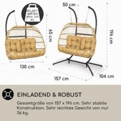 Biarritz Double Hängesessel Zweier PE Aluminium Polyrattan 260 Kg -Einrichtungsgeschäft 10040297 de 0004 usp