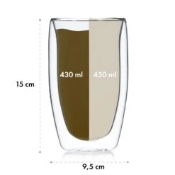 Glaswerk Carajillo Doppelwandige Thermogläser 450 Ml Handgemacht Borosilikatglas -Einrichtungsgeschäft 10040320 yy 0007 dimensions