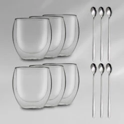 DUOS Jumbo Doppelwandiges Glas 410 Ml Thermofunktion Inkl. Edelstahl-Löffel