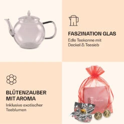 Glaskanne 1300 Ml Borosilikatglas Mit Deckel, Teesieb Und Teeblumen -Einrichtungsgeschäft 10040419 de 0006 logo