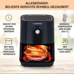 Crisp-Pro Heißluftfritteuse Air Fryer 1400W 2,8 Ltr Timer Edelstahl -Einrichtungsgeschäft 10040698 de 0002 usp