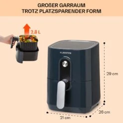Crisp-Pro Heißluftfritteuse Air Fryer 1400W 2,8 Ltr Timer Edelstahl -Einrichtungsgeschäft 10040698 de 0006 usp