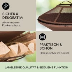 Aguilera Feuerschale Mit Grill Ø 65 Cm Holzlager Stahl -Einrichtungsgeschäft 10041127 de 0004 usp