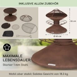 Aguilera Feuerschale Mit Grill Ø 65 Cm Holzlager Stahl -Einrichtungsgeschäft 10041127 de 0005 usp