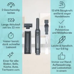LARMA Akku-Handstaubsauger Kabellos Beutellos Akkubetrieben 32 Min Laufzeit Max. -Einrichtungsgeschäft 10041135 de 0002 usp