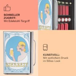 Beersafe 70 Bierzeit Edition Kühlschrank 70 Liter 3 Böden Panoramaglastür Edelstahl -Einrichtungsgeschäft 10041175 de 0004 usp