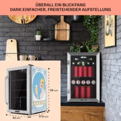 Beersafe 70 Bierzeit Edition Kühlschrank 70 Liter 3 Böden Panoramaglastür Edelstahl -Einrichtungsgeschäft 10041175 de 0007 usp
