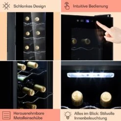 Barolo 14 Slim Uno Weinkühlschrank 46 Ltr 14 Flaschen 11-18°C SingleZone -Einrichtungsgeschäft 10041206 de 0005 usp