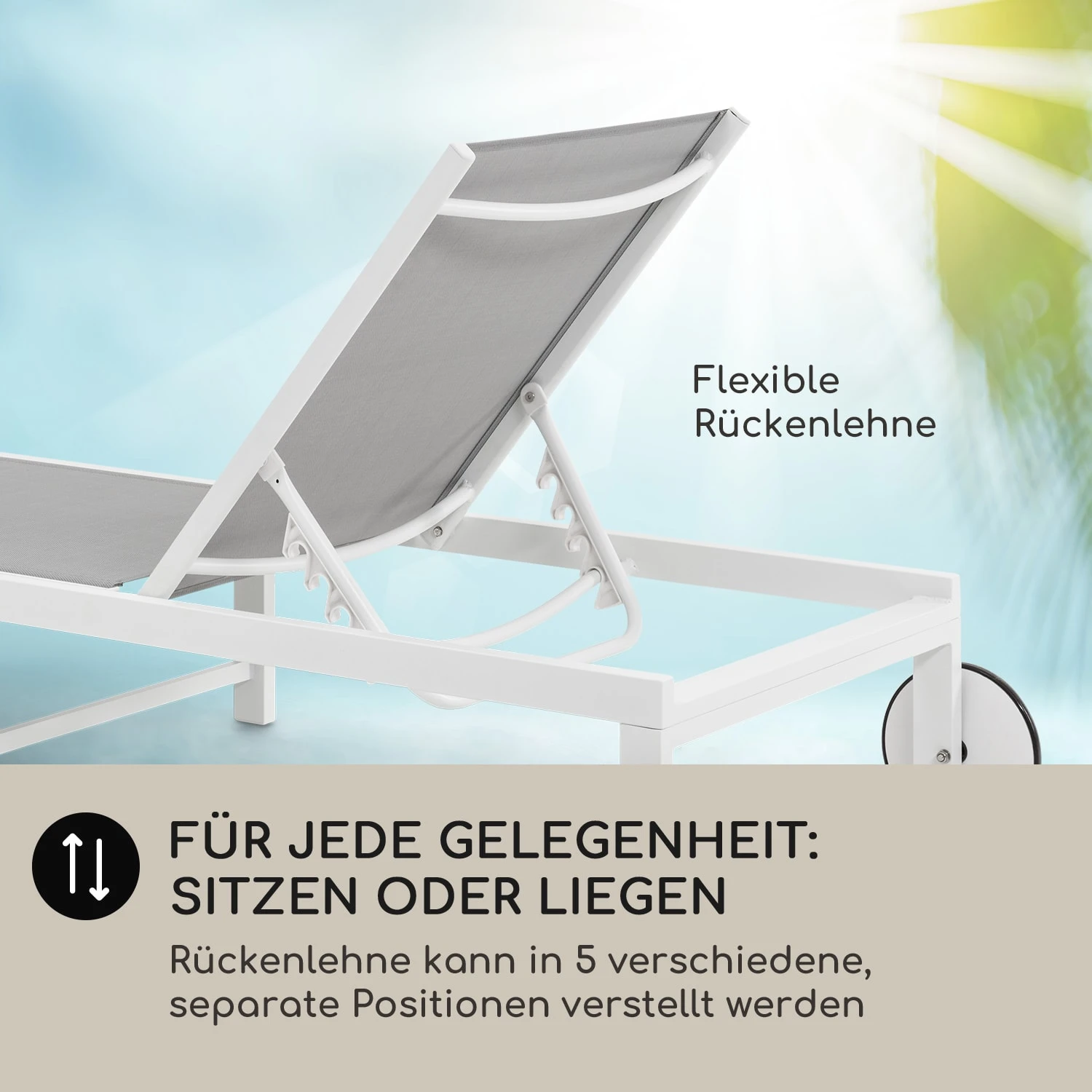 Lucca Lounger Liegestuhl Polyester Aluminium 4-Stufen 2 Lucca Lounger Liegestuhl Polyester Aluminium 4-Stufen – Bild 2
