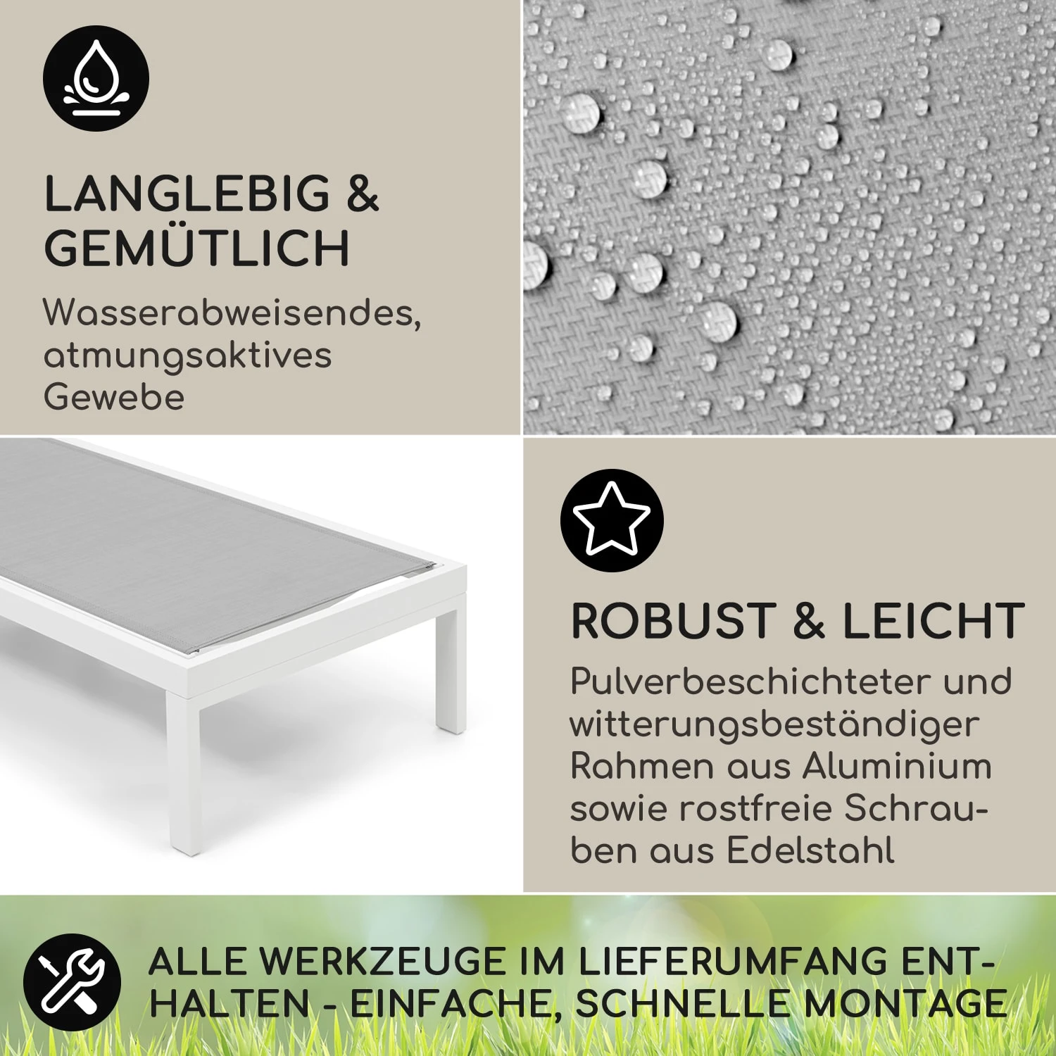 Lucca Lounger Liegestuhl Polyester Aluminium 4-Stufen 3 Lucca Lounger Liegestuhl Polyester Aluminium 4-Stufen – Bild 3